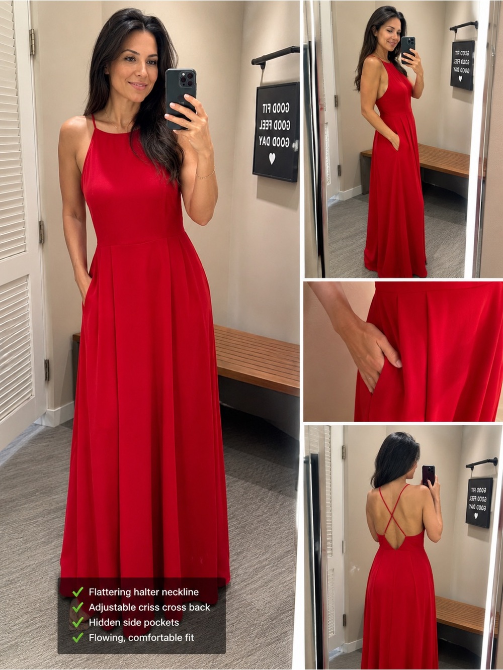 ♥️ Entro Vibrant Red Halter Neck Wide-Leg Jumpsuit | Medium